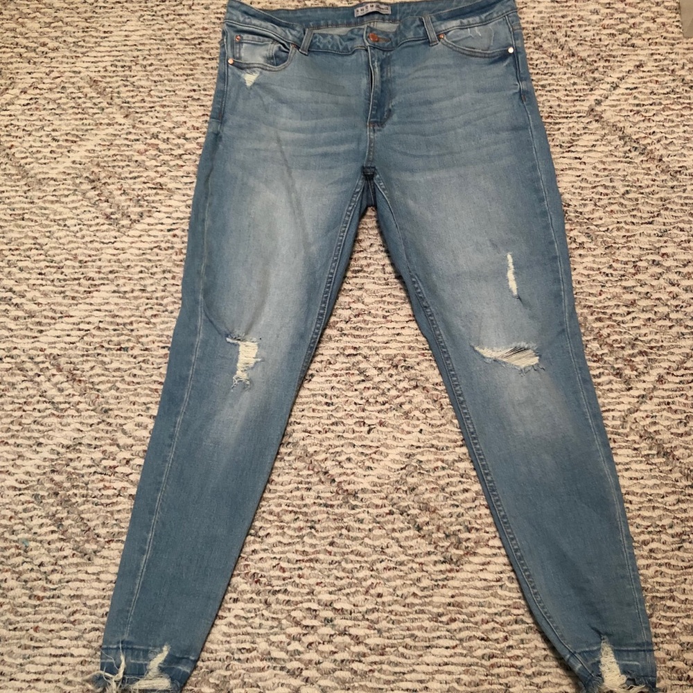 Distressed mom jeans